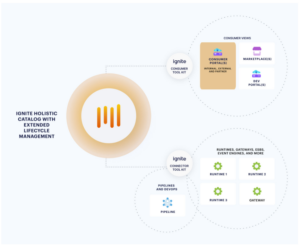 Diagram of connected API architecture with ignite Platform at center