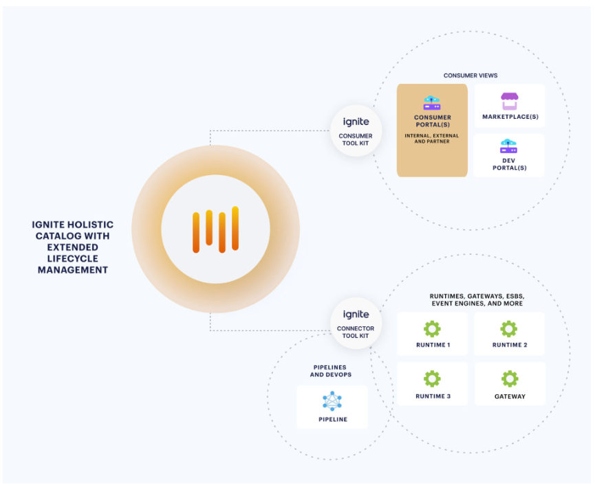 Architecture diagram of where ignite platform connects to IT landscape